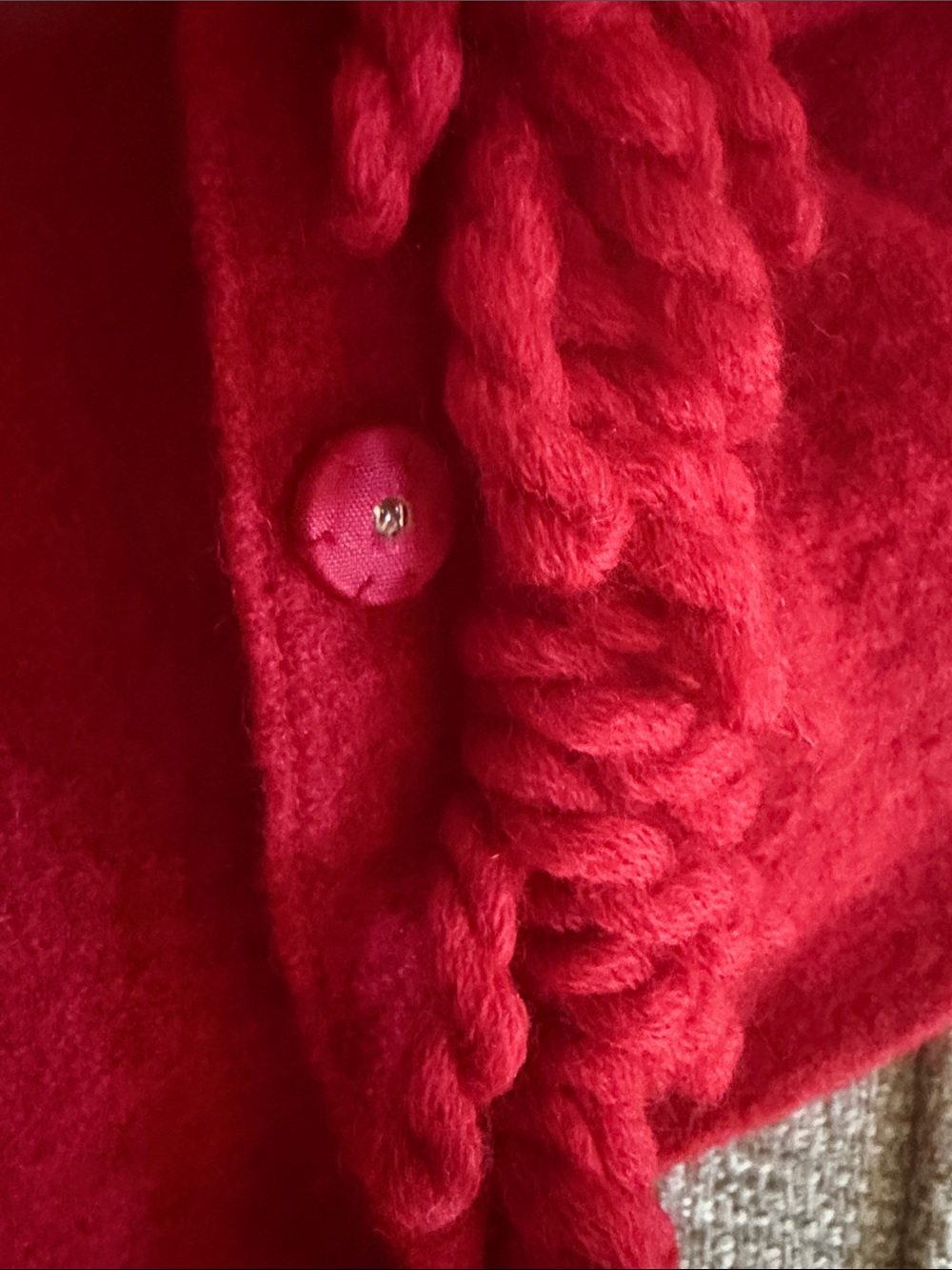 Talbots Red Ruffle-Trim Wool Cardigan - Picture 12 of 15